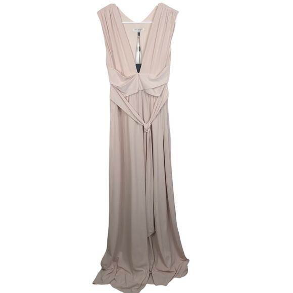 NEW Halston Heritage Wrap Tie Maxi Dress in Oyster Size M - Picture 2 of 8